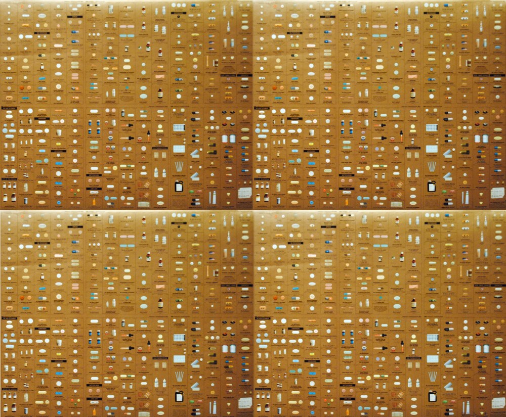 Lot #463: DAMIEN HIRST - Pharmacy Panel (Gold) (2004) (4 panel) - Color silkscreen and offset lithograph