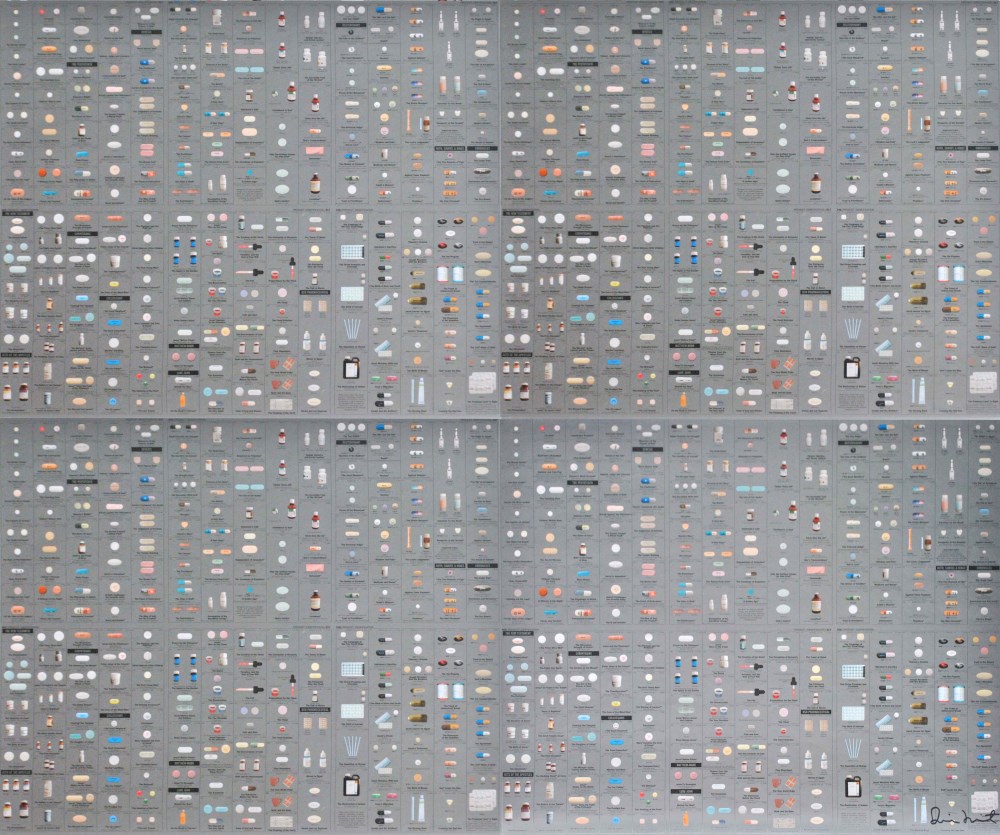 Lot #464: DAMIEN HIRST - Pharmacy Panel (Silver) (2004) (4 panel) - Color silkscreen and offset lithograph