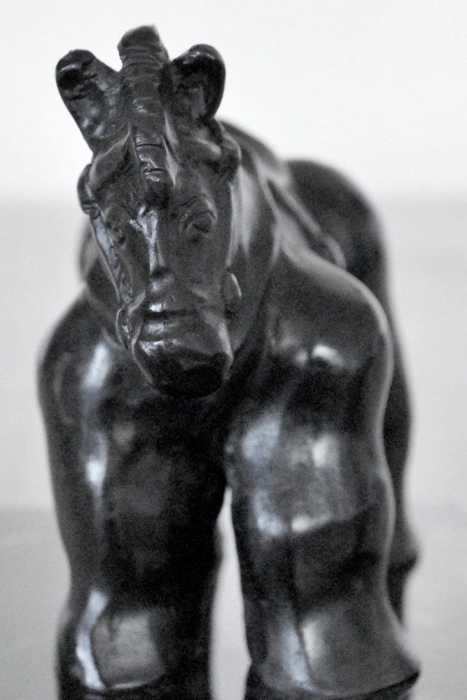 Lot #81: FERNANDO BOTERO [impute] - Caballo Pequeo con Silla de Montar - Bronze sculpture with dark brown patina
