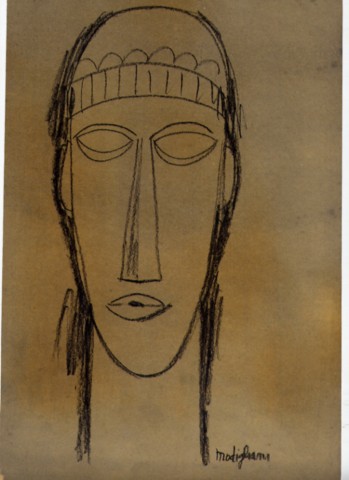 Lot #3033: AMEDEO MODIGLIANI [d'aprs] - Tete de Cariatide IV - Original pencil drawing