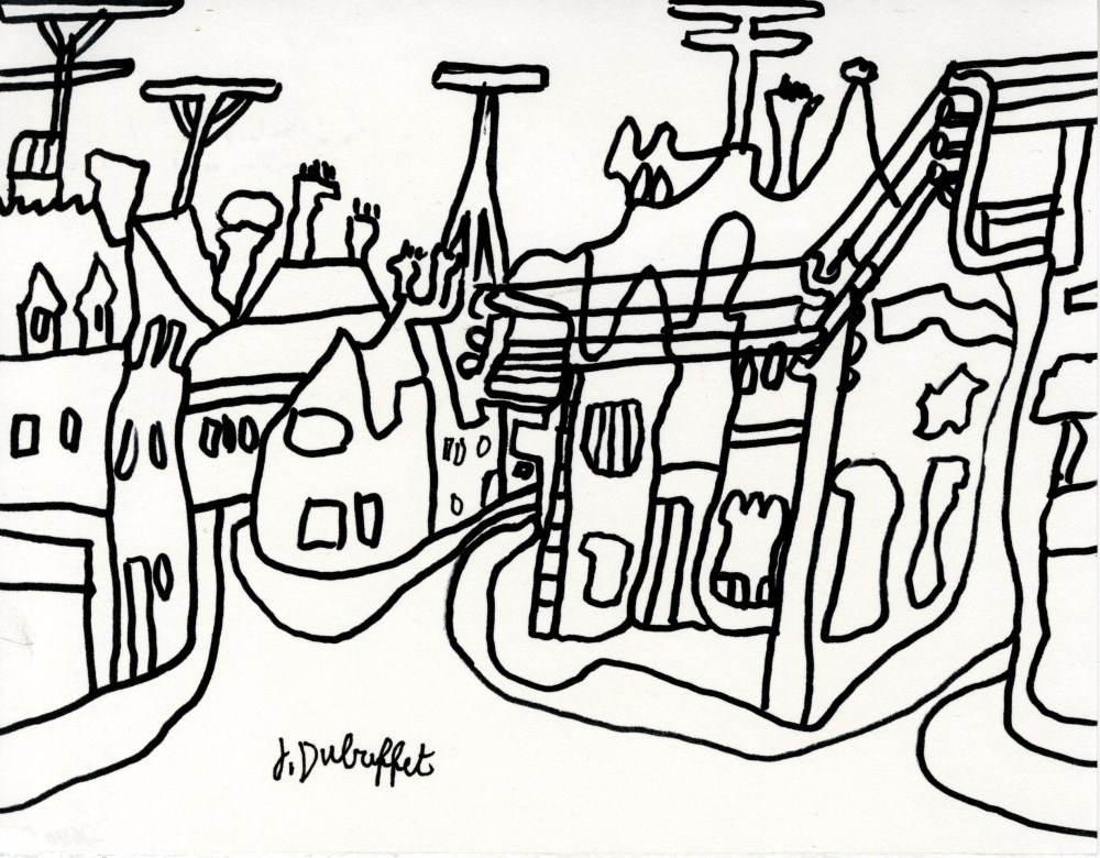 Lot #711: JEAN DUBUFFET [d'aprs] - Village aux antennes - Original drawing (black marker)