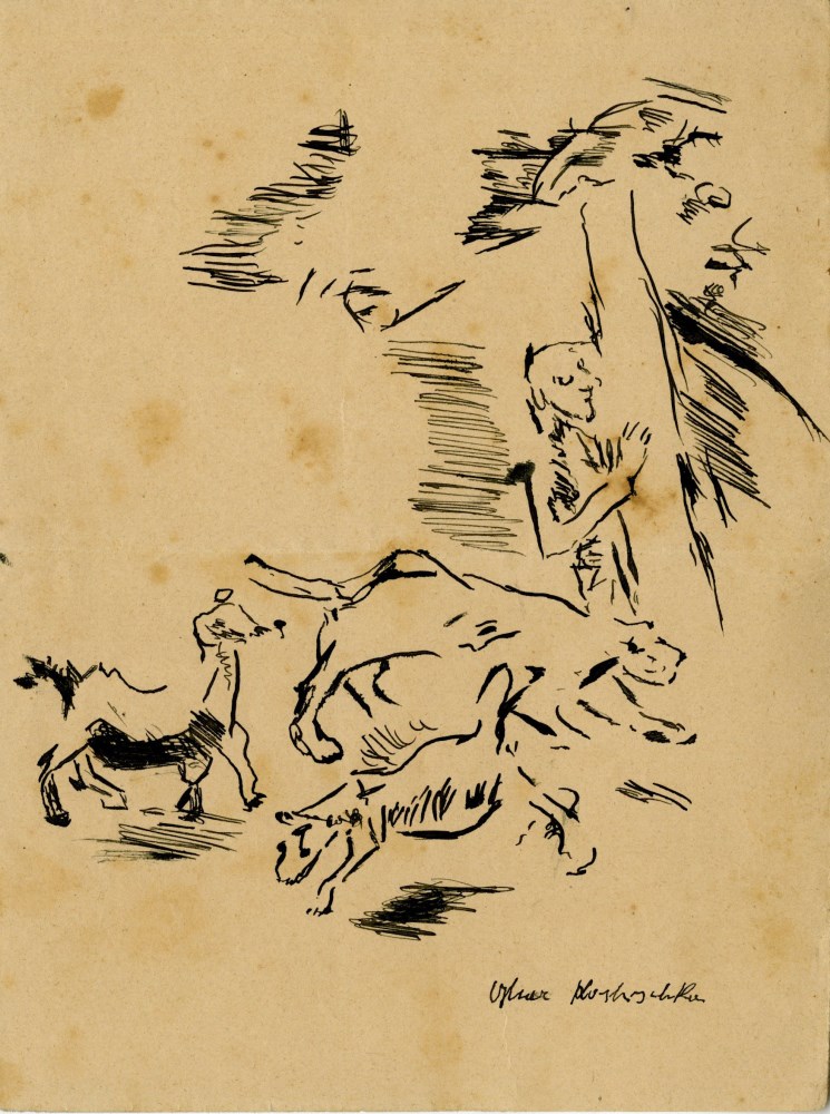 Lot #1809: OSKAR KOKOSCHKA [imputée] - Konflikt - Original pen and ink drawing