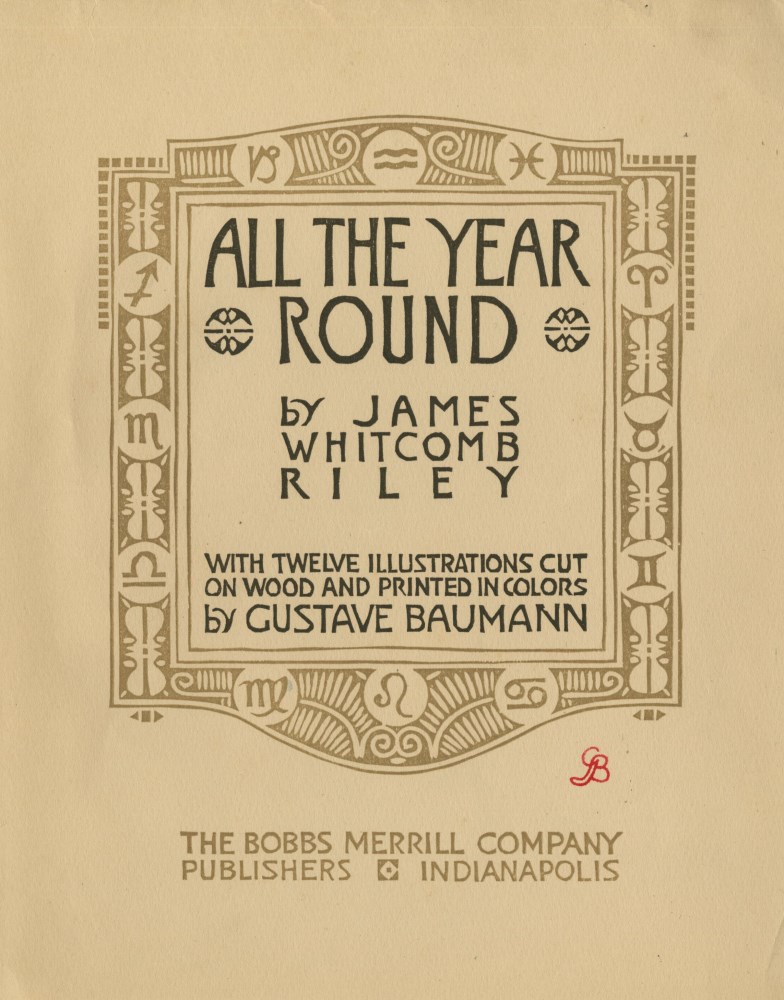 Lot #1694: GUSTAVE BAUMANN - All the Year Round: Title Page - Original color woodcut