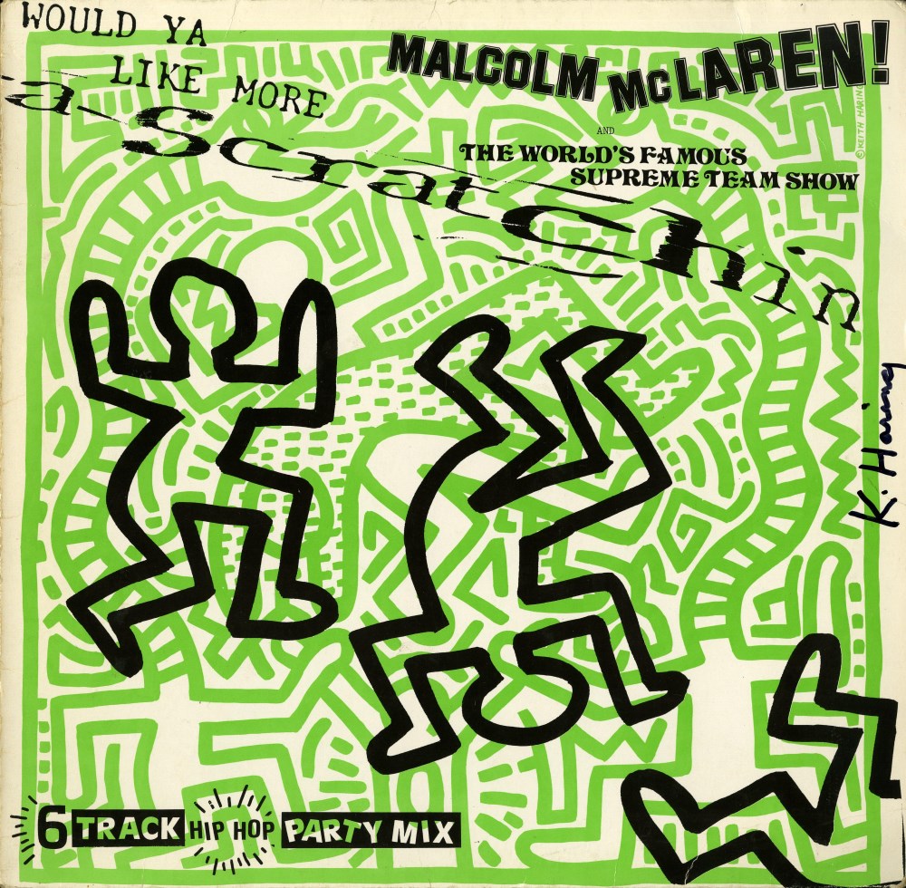 Lot #2476: KEITH HARING - Malcolm McLaren: Would Ya Like More Scratchin' - Original color offset lithograph