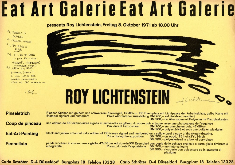Lot #1819: ROY LICHTENSTEIN - Brushstroke: Eat Art Galerie - Original lithograph