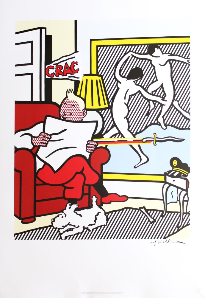 Lot #652: ROY LICHTENSTEIN - Tintin Reading II - Color offset lithograph