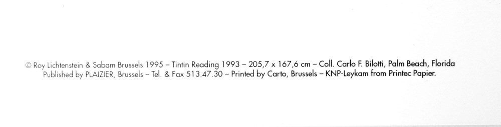 Lot #652: ROY LICHTENSTEIN - Tintin Reading II - Color offset lithograph