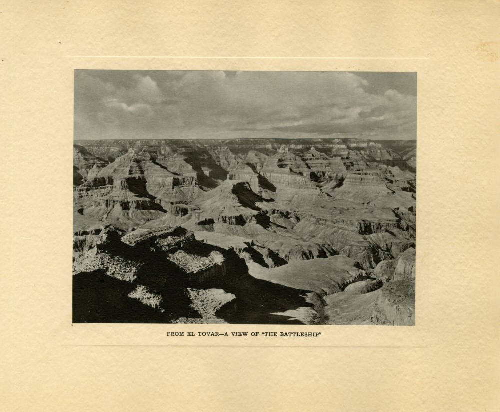 Lot #2141: KOLB BROTHERS - From El Tovar - A View of the "Battleship" - Original vintage photogravure