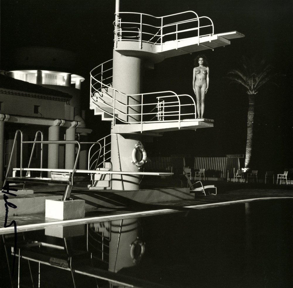 Lot #1942: HELMUT NEWTON - Nude, Diving Tower, Old Beach Hotel, Monte Carlo - Original photolithograph