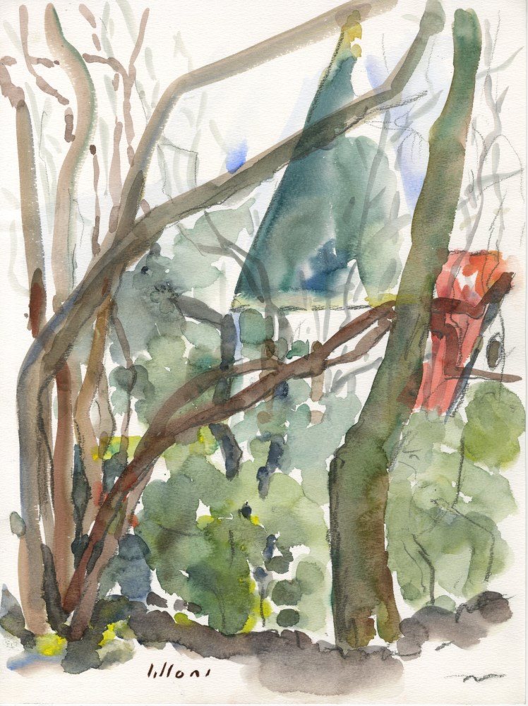 Lot #1968: UMBERTO LILLONI [d'après] - Paesaggio con Casa - Original watercolor with pencil on paper