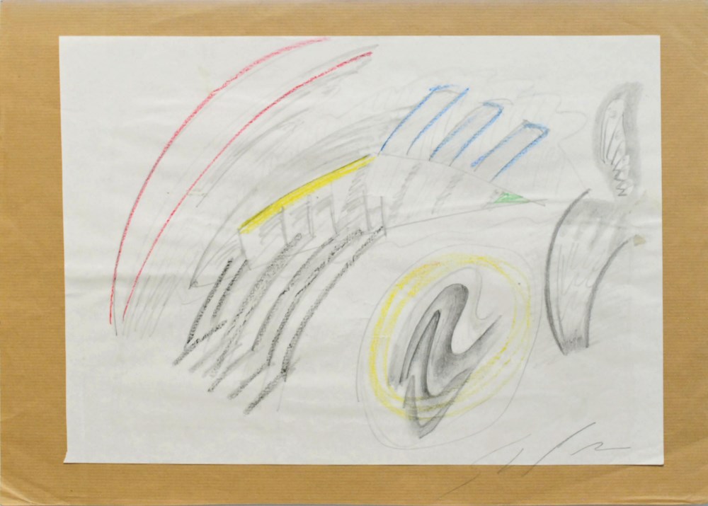 Lot #891: MARIO SCHIFANO - Composizione - Crayon and pencil drawing