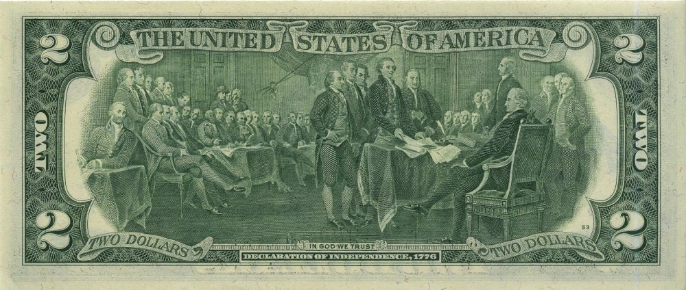 Lot #666: ANDY WARHOL - Two Dollar Jefferson - Color engraving and letterpress