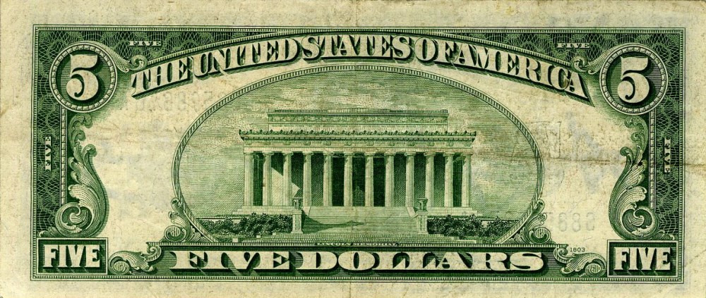 Lot #205: ANDY WARHOL - Five Dollar Lincoln - Color engraving and letterpress