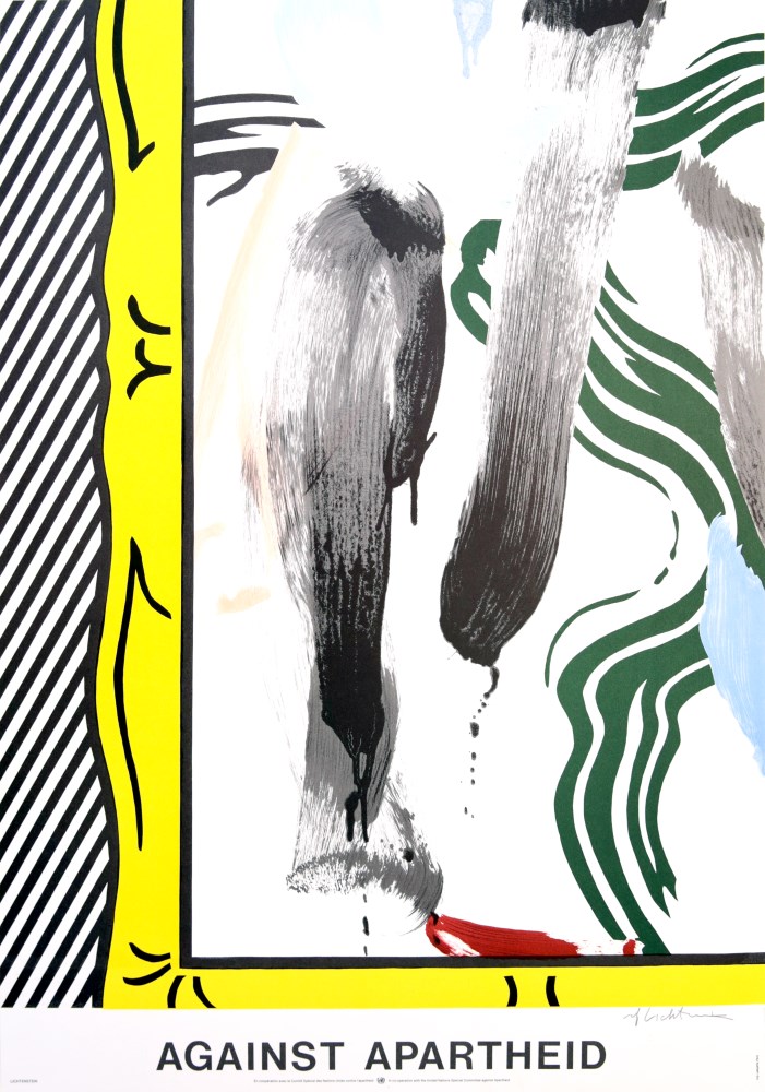 Lot #16: ROY LICHTENSTEIN - Against Apartheid - Color offset lithograph poster