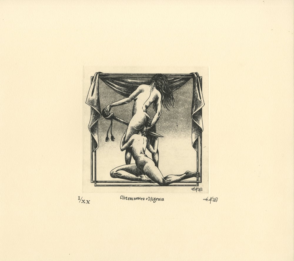 Lot #1891: EKO (H.S. DE LA GARZA BATORSKI) - Clitemnestra e Ifigenia - Etching with aquatint