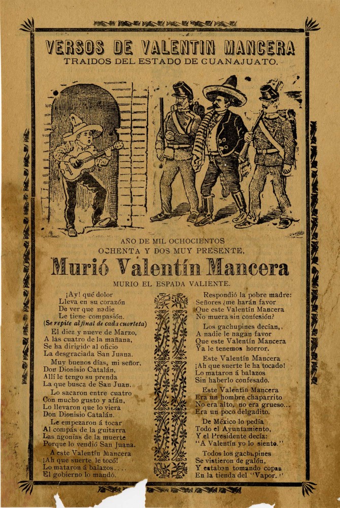 Lot #3210: JOSE GUADALUPE POSADA - Versos de Valentin Mancera - Relief engraving