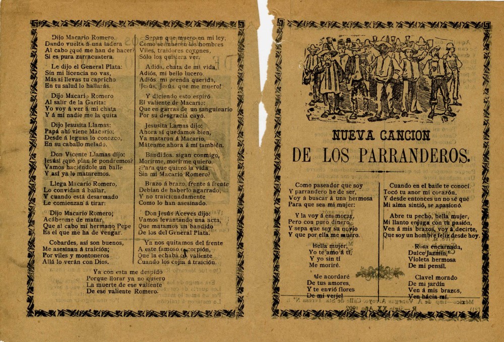 Lot #2686: JOSE GUADALUPE POSADA - Verdaderos Versos de Macario Romero - Relief engraving