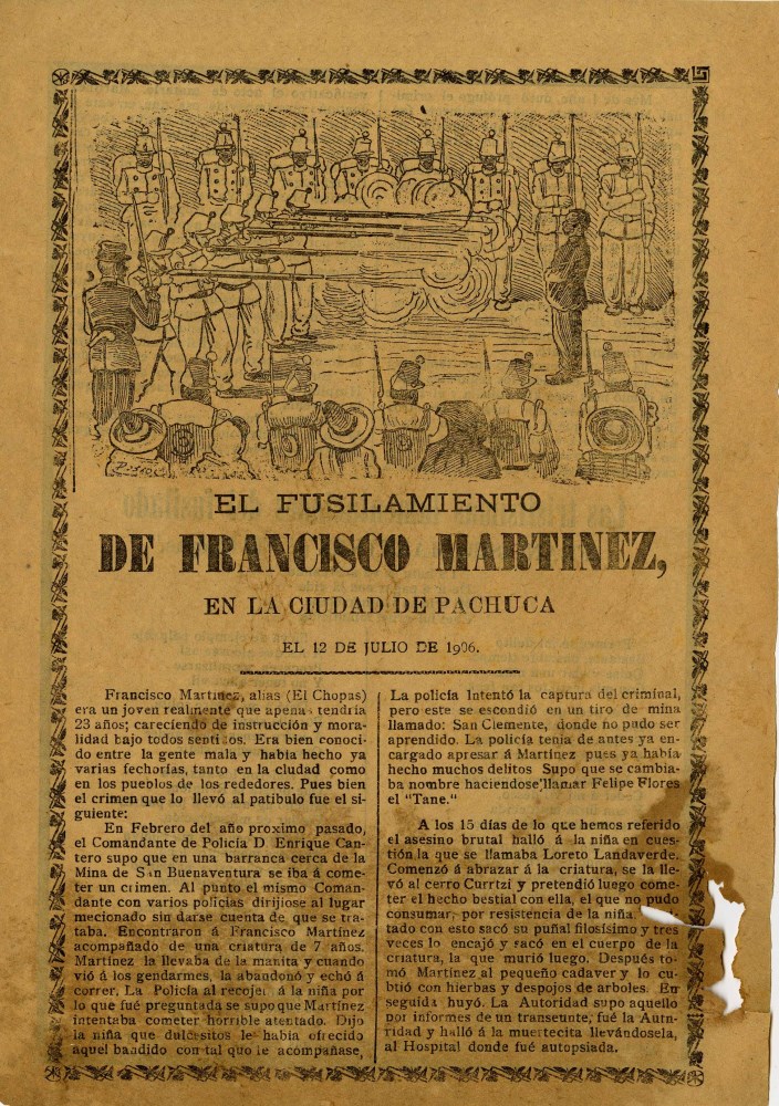 Lot #1673: JOSE GUADALUPE POSADA - El Fusilamiento de Francisco Martinez - Relief engraving