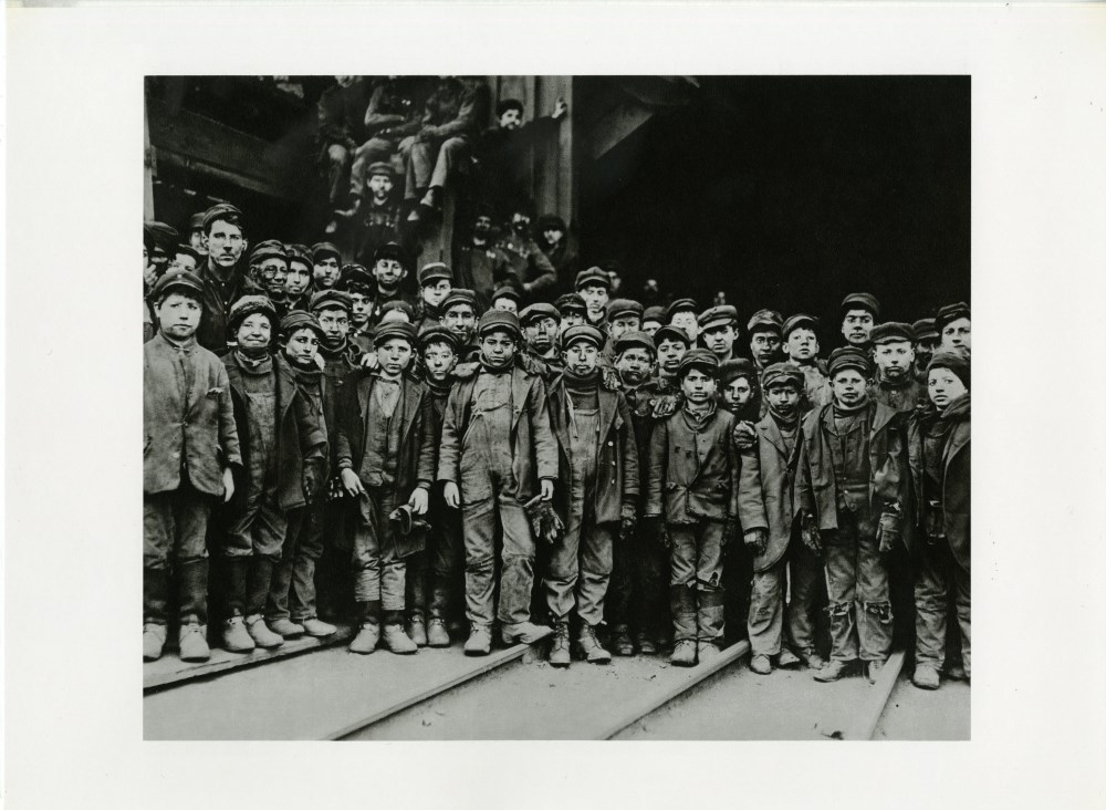 Lot #1: LEWIS HINE - A Group of the Youngest Coal Breaker Boys in a Pennsylvania Coal Mine, South Pittston, Pennsylvania - Original photogravure