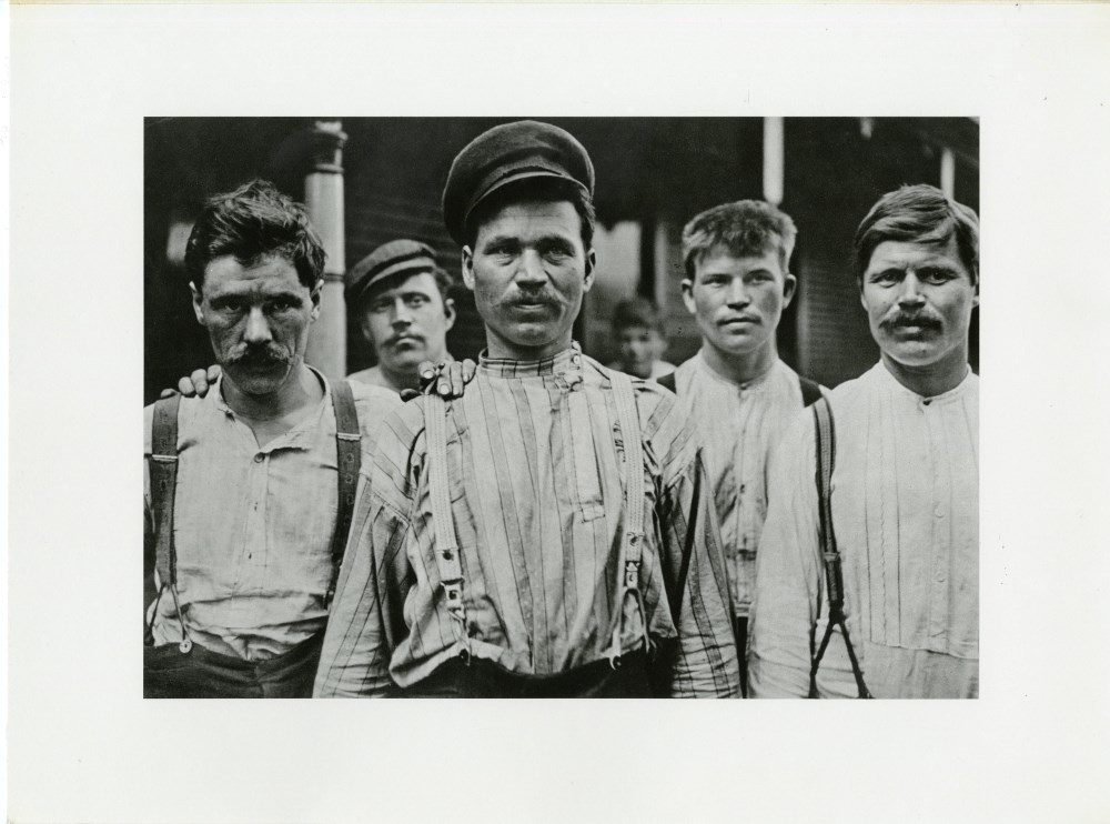 Lot #2978: LEWIS HINE - Steelworkers at a Russian Boardinghouse, Homestead, Pennsylvania - Original photogravure