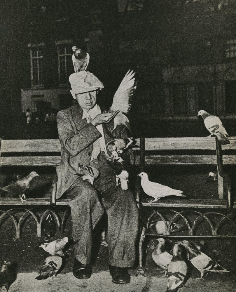 Lot #2717: WEEGEE [arthur h. fellig] - Pigeons, Washington Square Park, Greenwich Village - Original vintage photogravure