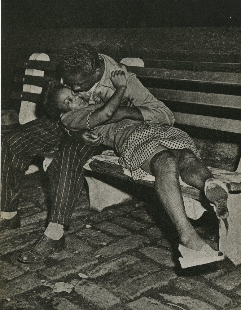 Lot #2459: WEEGEE [arthur h. fellig] - Lovers, Washington Square Park, Greenwich Village - Original vintage photogravure