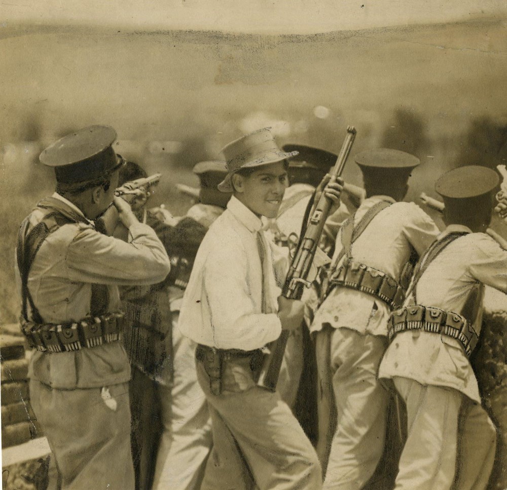 Lot #394: C. B. WAITE - Mexican Revolution Battle Scene - Vintage gelatin silver print