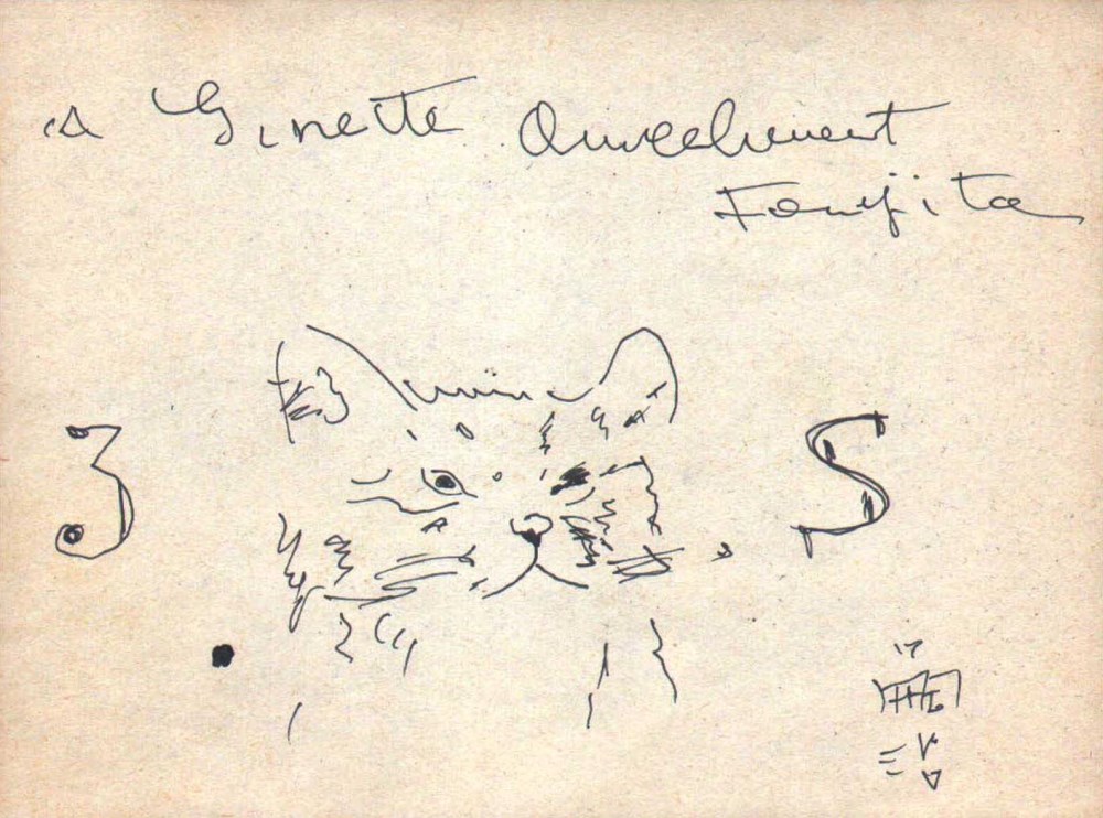 Lot #1816: LEONARD TSUGUHARU FOUJITA [d'apres] - Le chat "3S" - Ink drawing on paper