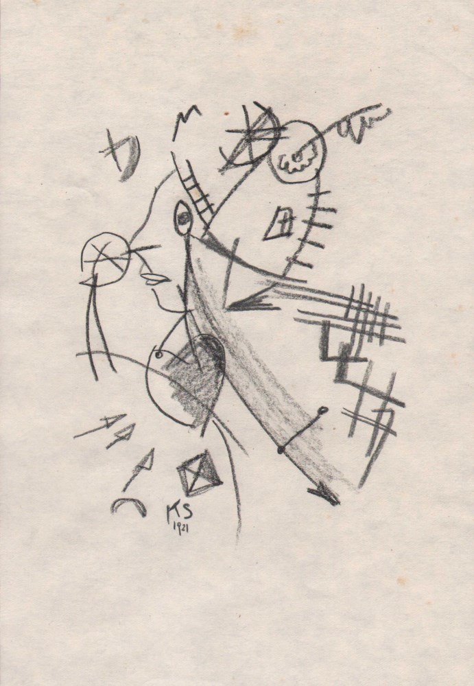 Lot #279: KURT SCHWITTERS - Komposition mit Kopf im Linksprofil - Charcoal drawing