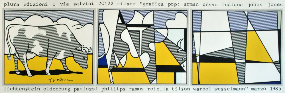 Lot #133: ROY LICHTENSTEIN - Cow Going Abstract - Original color silkscreen