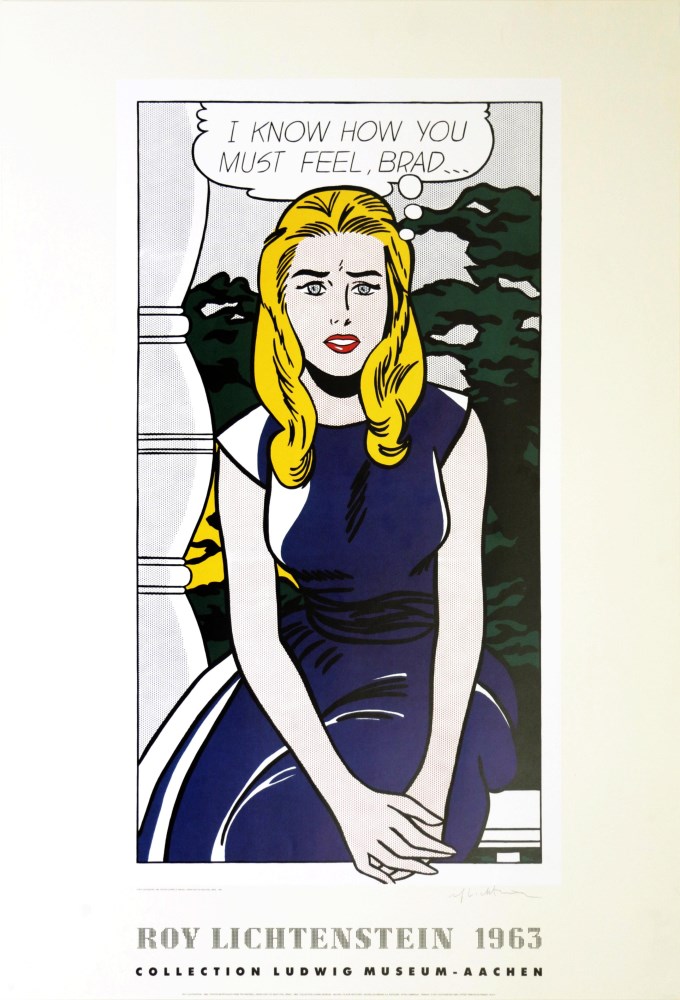 Lot #1039: ROY LICHTENSTEIN - I Know How You Must Feel, Brad - Color offset lithograph