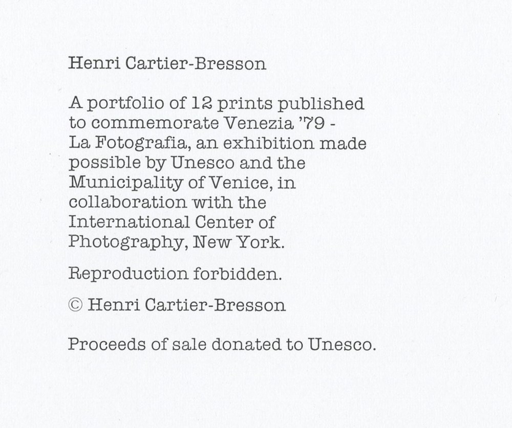 Lot #1691: HENRI CARTIER-BRESSON - Alicante, Spain - Original photogravure