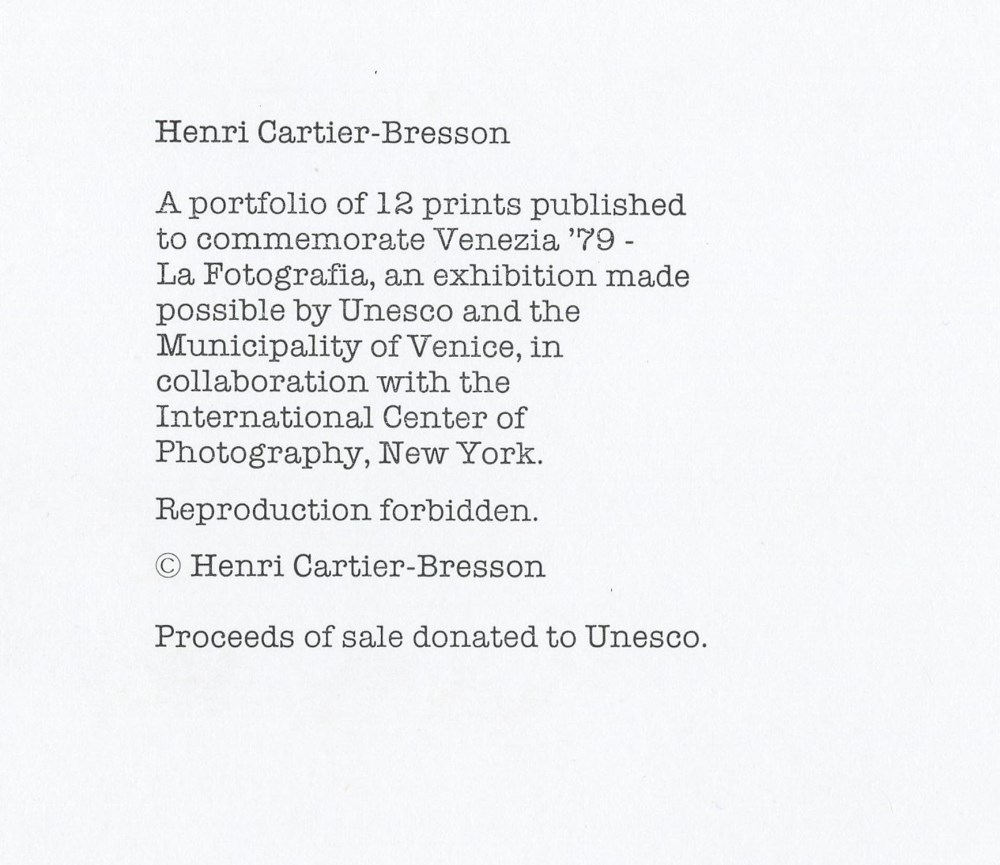 Lot #2520: HENRI CARTIER-BRESSON - Valencia, Spain - Original photogravure