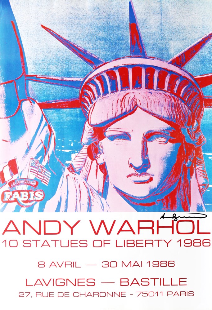 Lot #752: ANDY WARHOL - 10 Statues of Liberty - Color offset lithograph