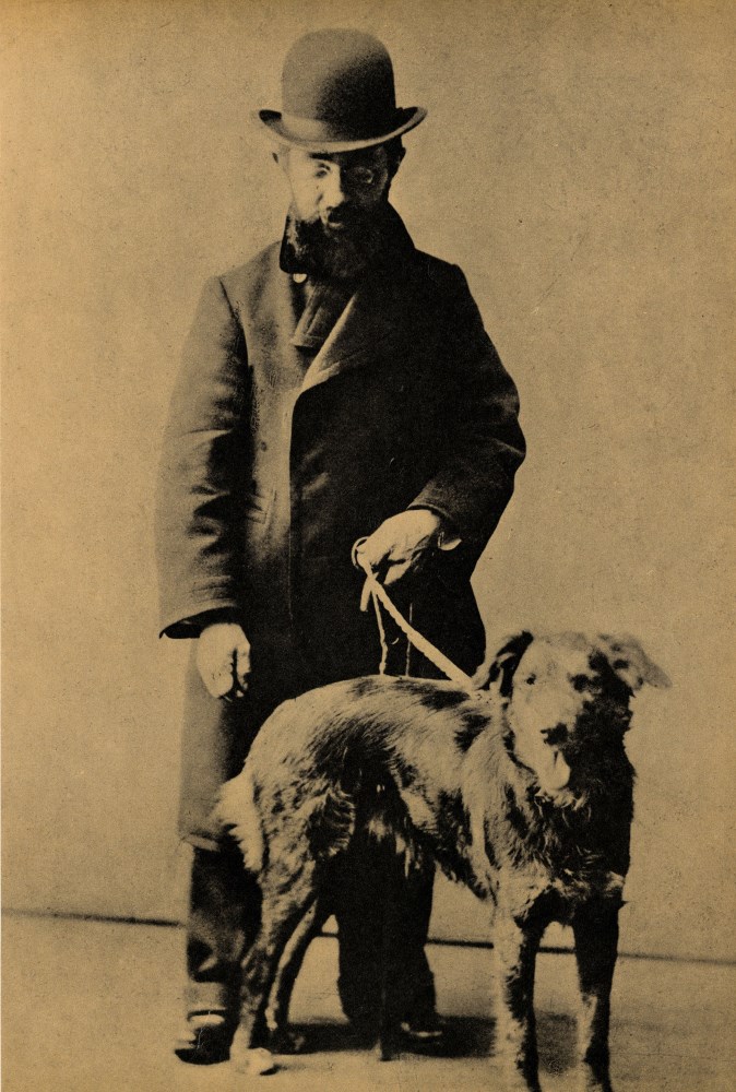 Lot #2229: 19TH CENTURY FRENCH PHOTOGRAPHER - Henri de Toulouse-Lautrec avec son chien - Original vintage photogravure