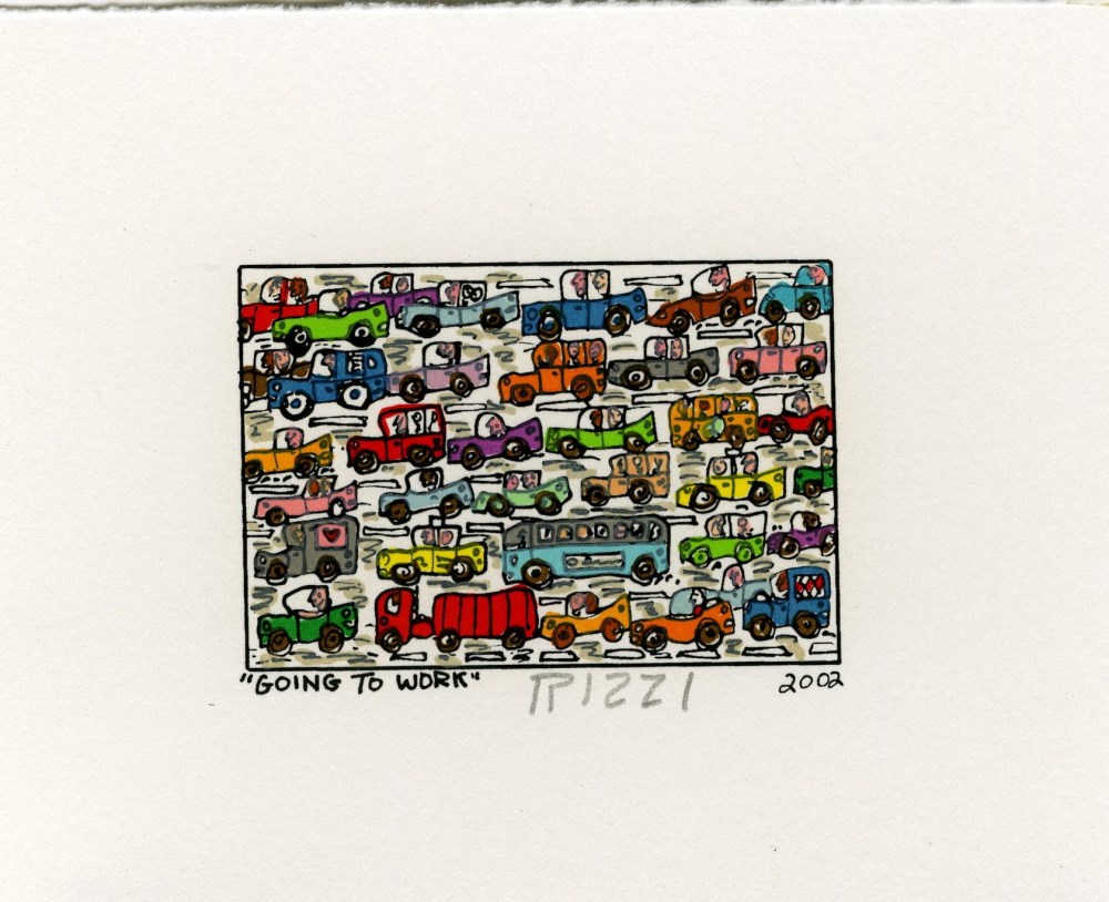 Lot #2180: JAMES RIZZI - Going to Work - Color lithograph