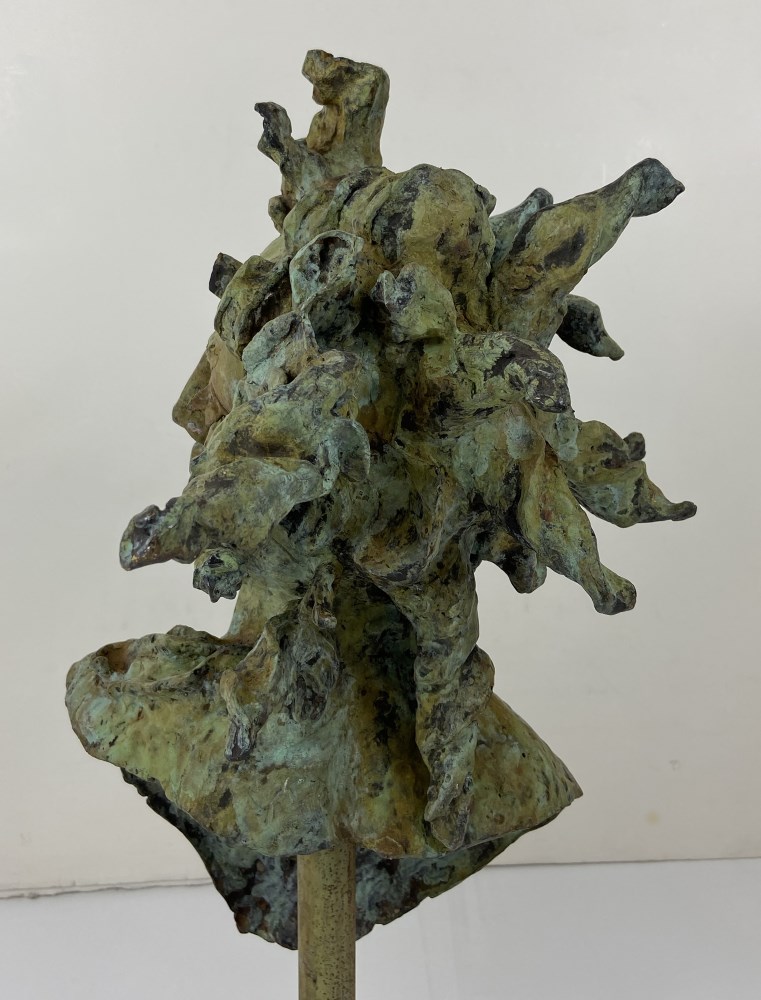 Lot #1832: JAVIER MARIN [d'aprs] - Cabeza Grande Pestanas - Bronze sculpture with light verdigris-type patina