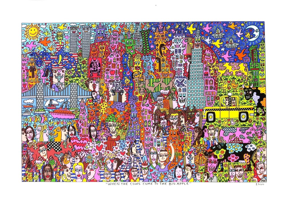 Lot #3243: JAMES RIZZI - When the Cows Come to the Big Apple - Color silkscreen