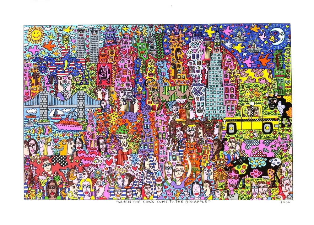 Lot #2700: JAMES RIZZI - When the Cows Come to the Big Apple - Color silkscreen