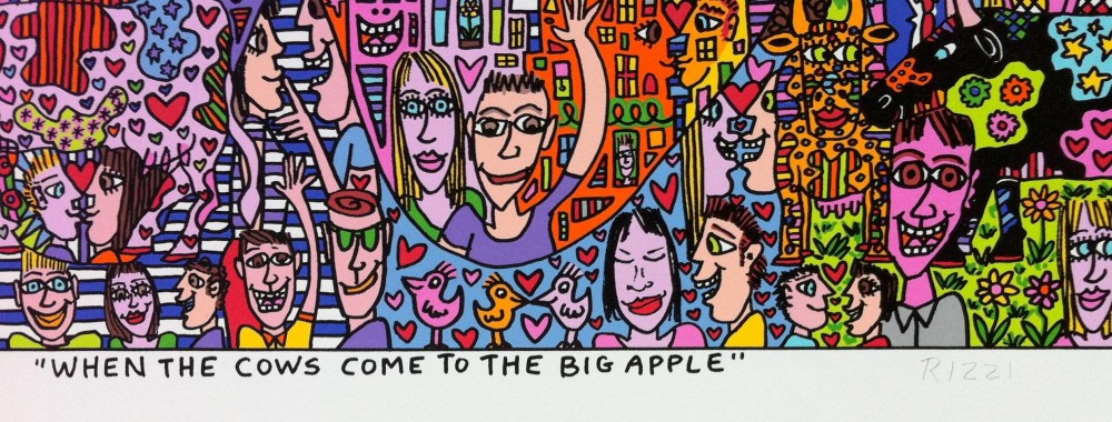 Lot #3243: JAMES RIZZI - When the Cows Come to the Big Apple - Color silkscreen