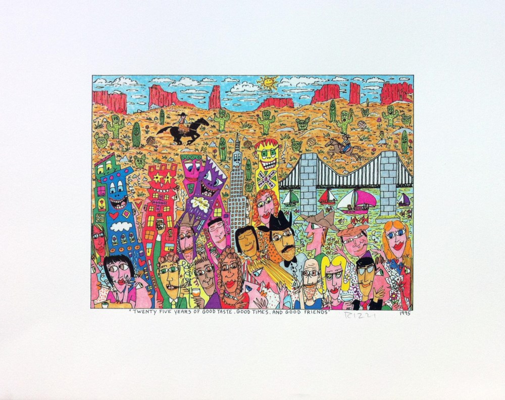 Lot #3177: JAMES RIZZI - Twenty Five Years of Good Taste, Good Times, and Good Friends - Color silkscreen and lithograph
