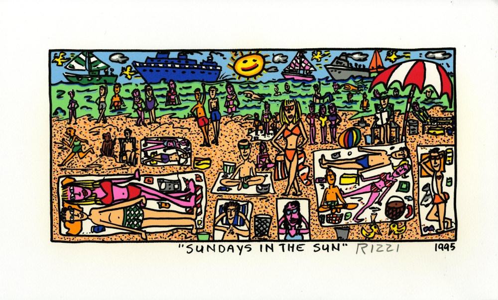 Lot #3009: JAMES RIZZI - Sundays in the Sun - Color silkscreen and lithograph