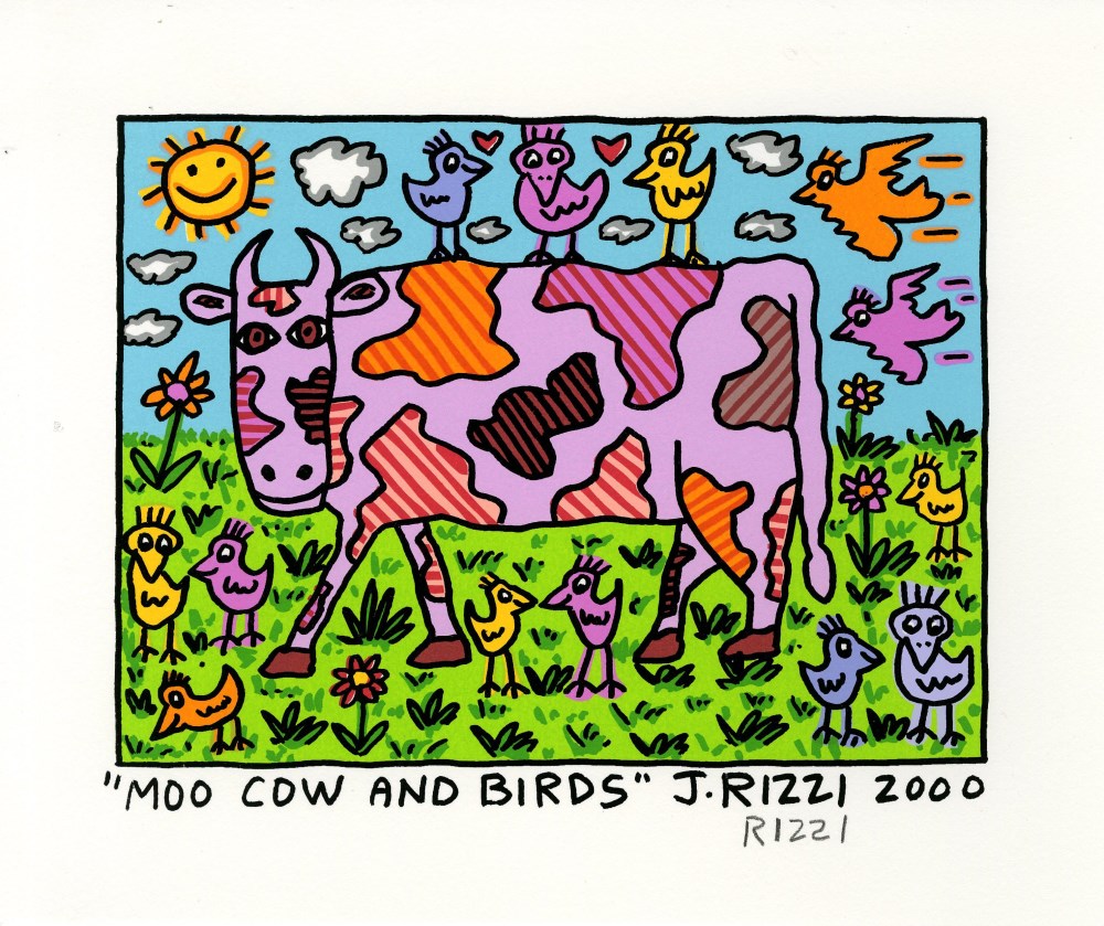 Lot #2543: JAMES RIZZI - Moo Cow and Birds - Color silkscreen