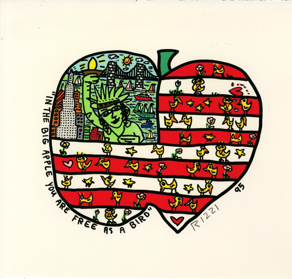 Lot #2288: JAMES RIZZI - In the Big Apple You Are Free As a Bird - Color silkscreen and lithograph