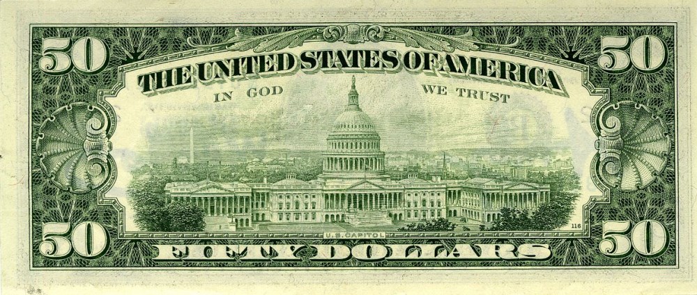Lot #198: ANDY WARHOL - Fifty Dollar Grant - Color engraving and letterpress