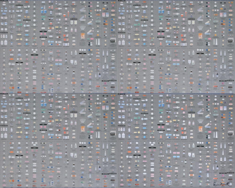 Lot #1264: DAMIEN HIRST - Pharmacy Panel (Silver) (1997) (4 panel) - Color silkscreen and offset lithograph