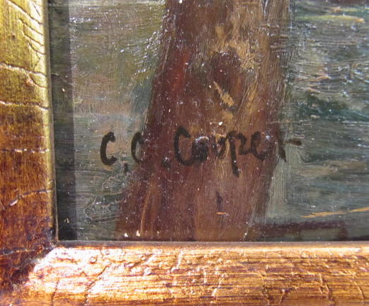 Lot #400: C. C. COOPER - New York City from the Dock - Oil on panel