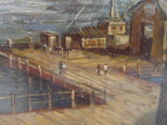 Lot #400: C. C. COOPER - New York City from the Dock - Oil on panel