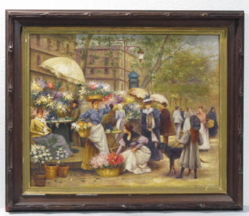 Lot #704: FRANCESCO MIRALLES Y GALUP - Vendedores de Flores - Oil on panel