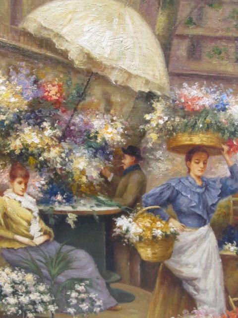 Lot #697: FRANCESCO MIRALLES Y GALUP - Vendedores de Flores - Oil on panel